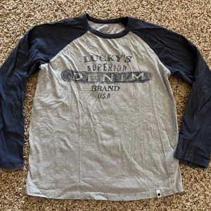 Lucky’s Long Sleeve Gray Blue Shirt Boys SZ Medium